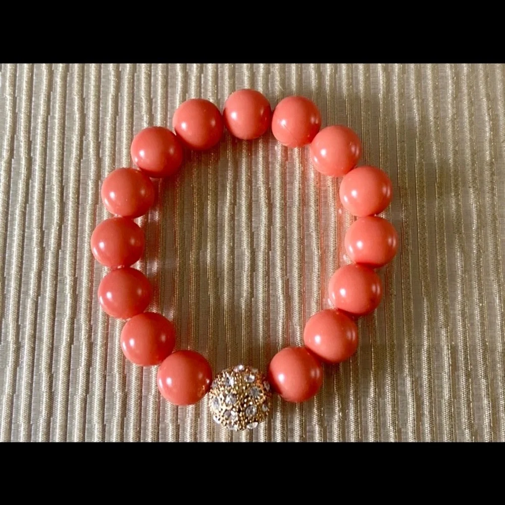 ORANGE STRETCH BRACELET WITH MULTI PAVE RHINESTONES - Picture 3 of 4